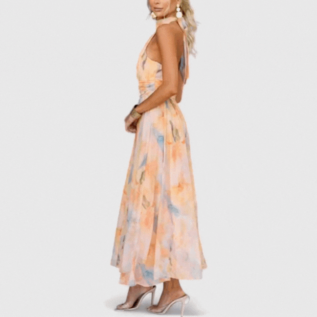 Freja Watercolour Halter Dress