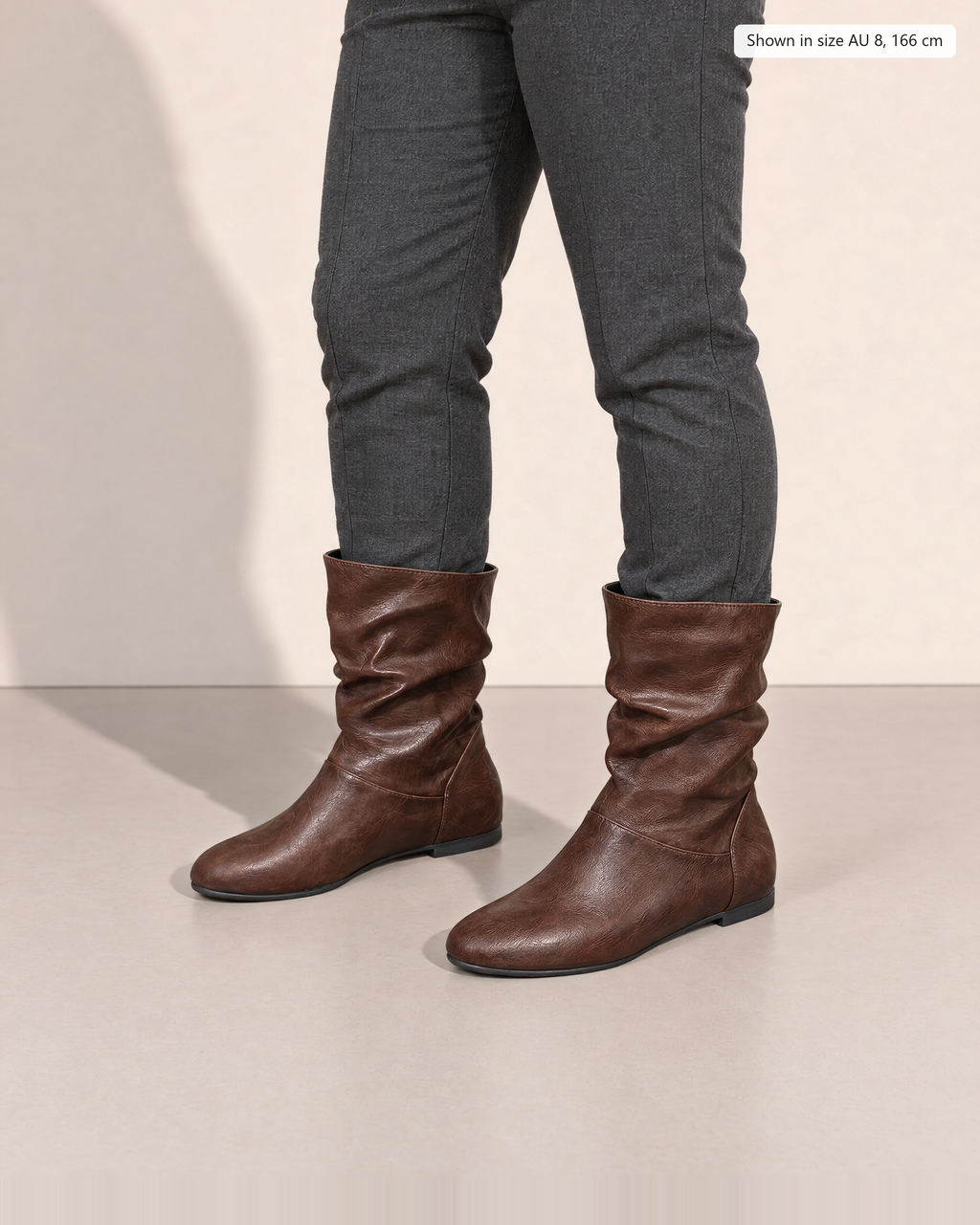 Serena Vintage Leather Ankle Boots - Adeline studio, shown in size 8, 166 cm