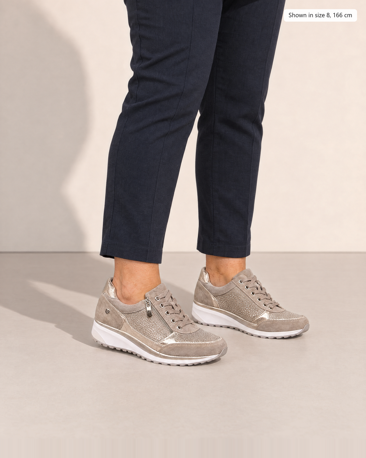Isolde Supportive Zip-Up Sneakers - Adeline studio, shown in size 8, 166 cm