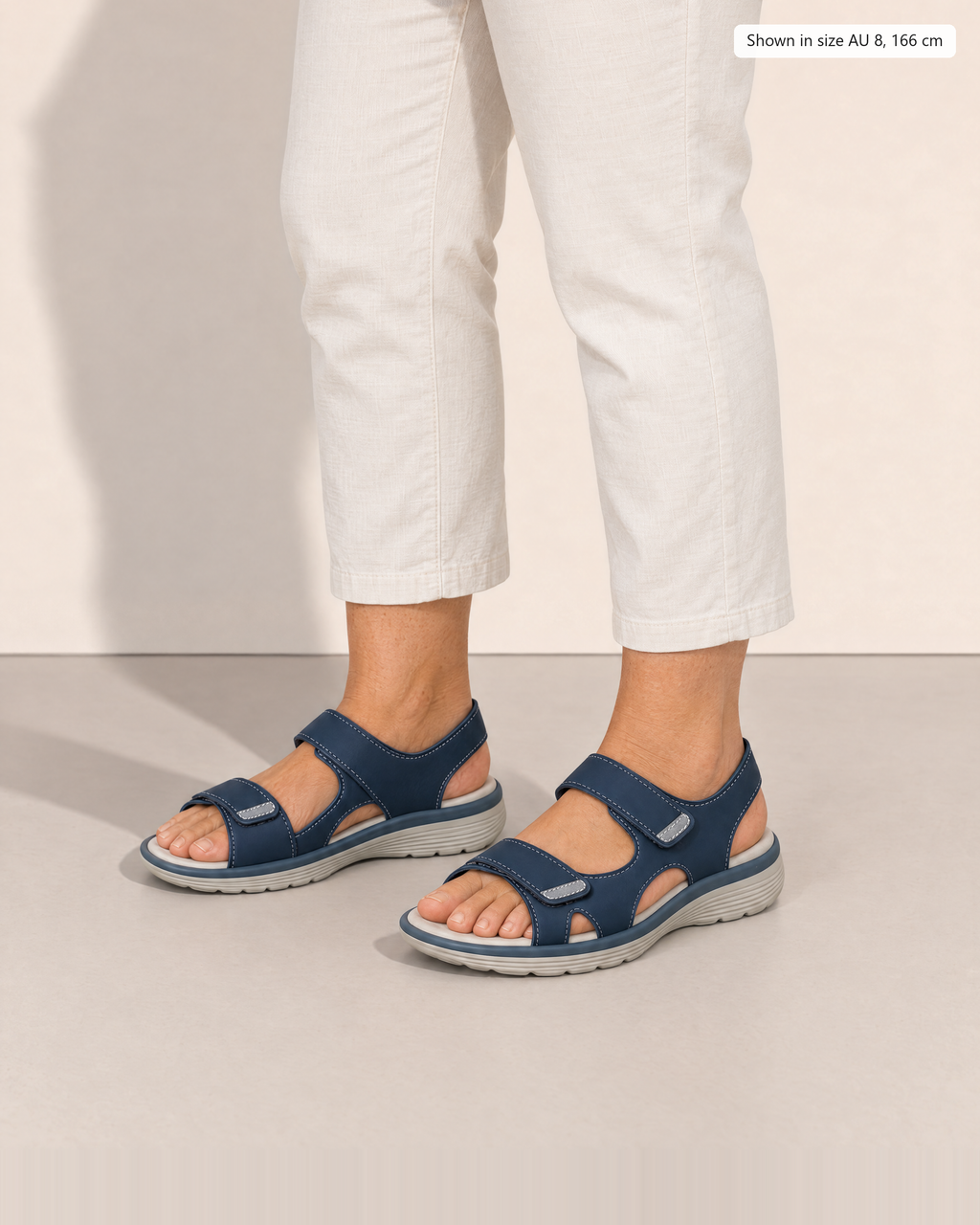 Livia Supportive Everyday Sandals - Adeline studio, shown in size 8 AU (39 EU), 166 cm