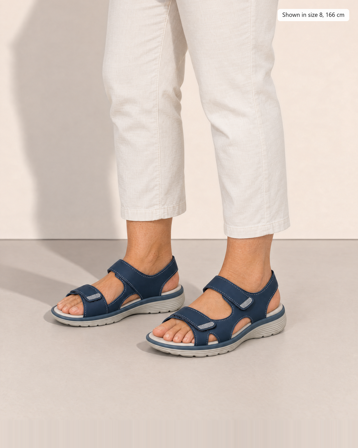 Livia Supportive Everyday Sandals - Adeline studio, shown in size 8, 166 cm