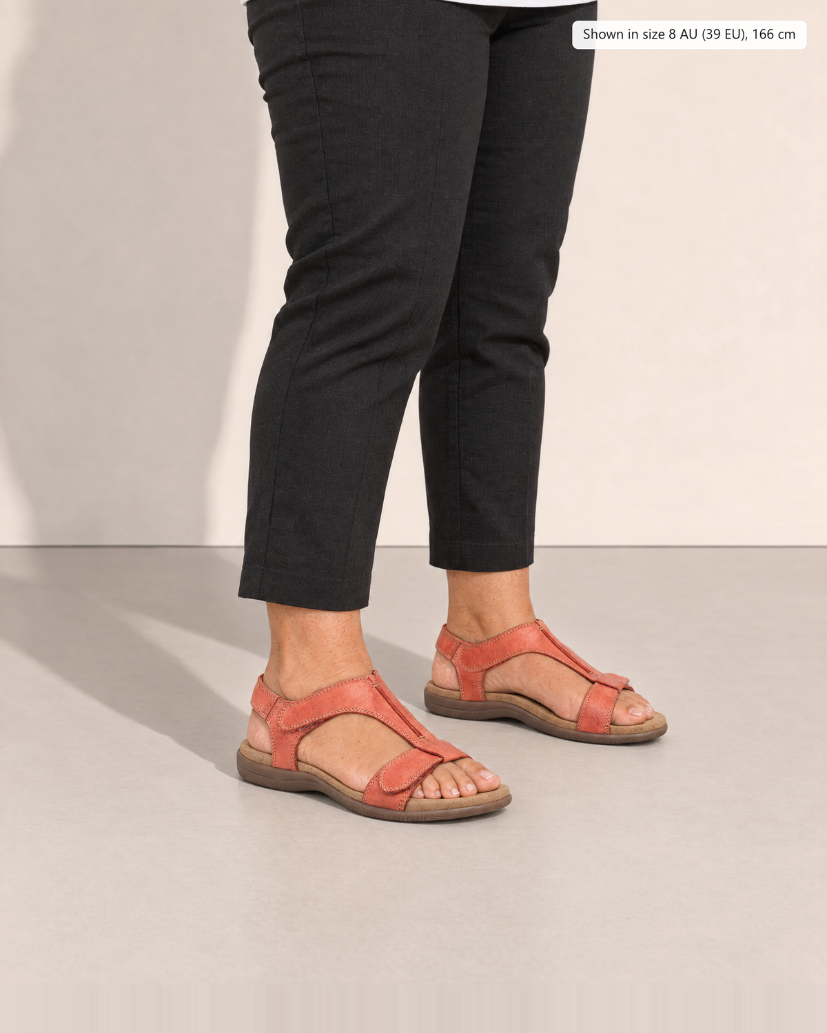 Mirella Adjustable Comfort Sandals - Adeline studio, shown in size 8 AU (39 EU), 166 cm