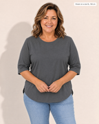 Luna Relaxed Half-Sleeve T-shirt Top - Adeline studio, shown on a size XL, 166 cm