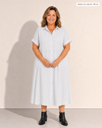 Emilia Striped Day Dress - Adeline studio, shown on a size XL, 166 cm