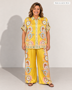Penelope Paisley Satin Shirt and Pants Set - Adeline studio, shown on a size XL, 166 cm