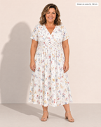 Estelle Elegant Floral Midi Dress - Adeline studio, shown on a size XL, 166 cm