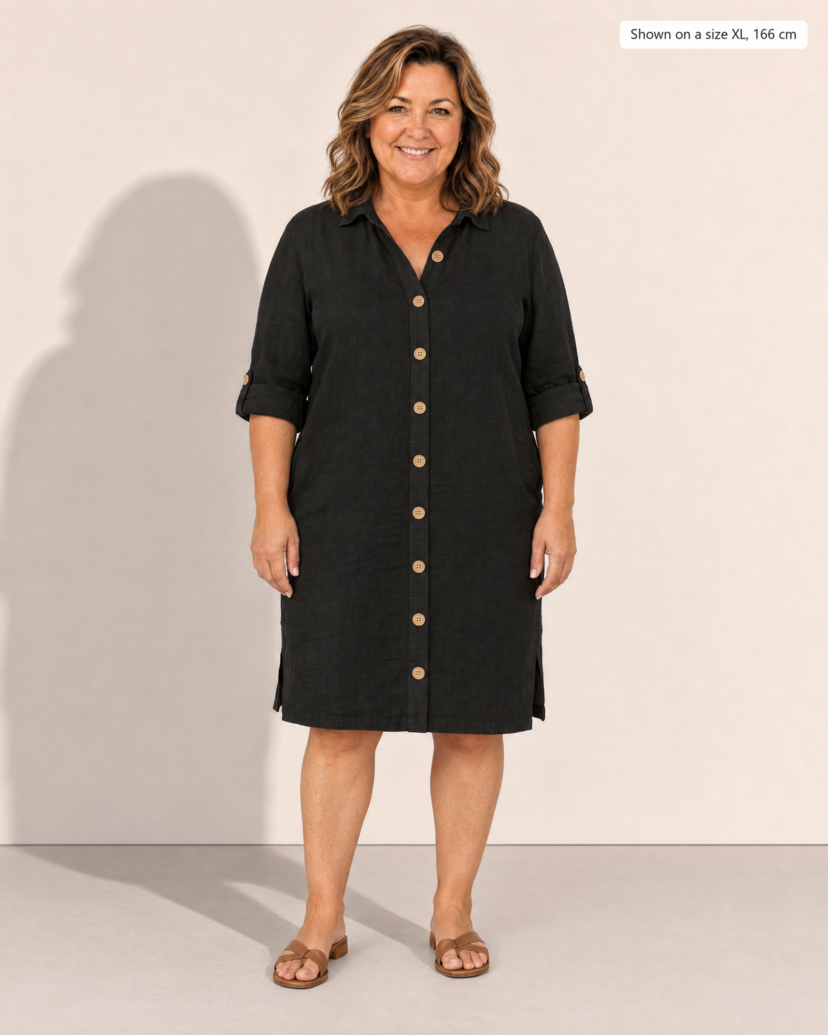 Leilani Relaxed Button-Front Summer Dress - Adeline studio, shown on a size XL, 166 cm