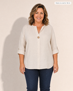 Amelia Light Linen Blouse - Adeline studio, shown on a size XL, 166 cm
