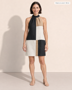 Esther Elegant Halter Mini Dress - Adeline studio, shown on a size S, 168 cm