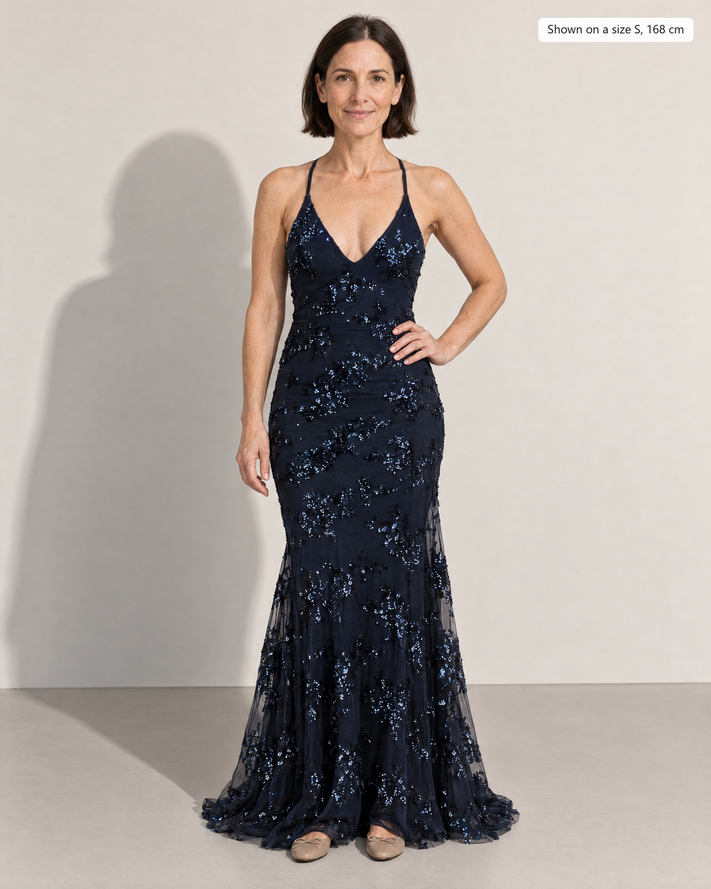 Elowen Sparkling Maxi Dress - Adeline studio, shown on a size S, 168 cm