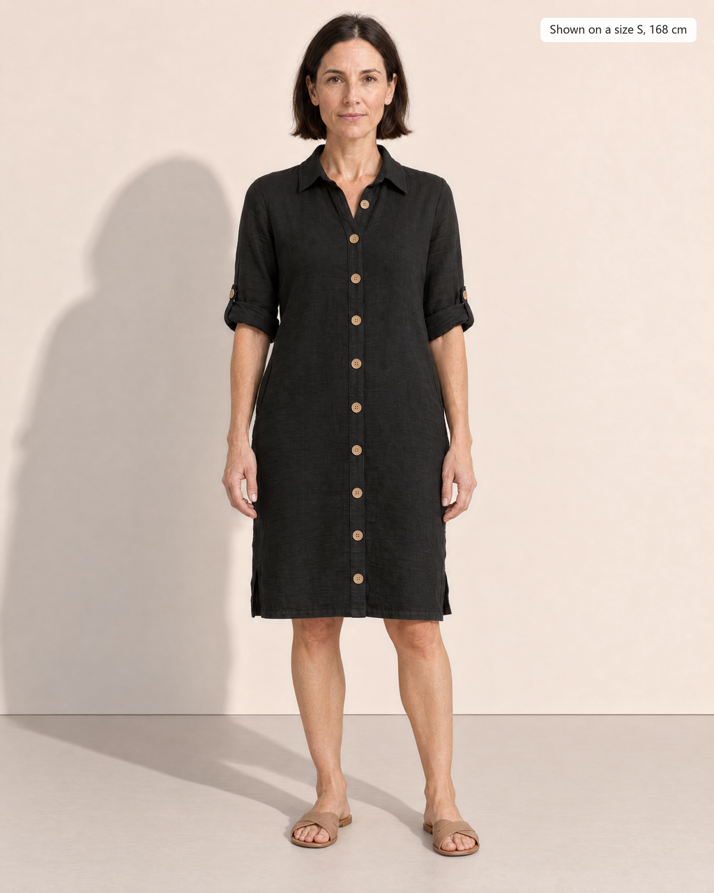 Leilani Relaxed Button-Front Summer Dress - Adeline studio, shown on a size S, 168 cm