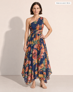 Briony One-Shoulder Floral Maxi Dress - Adeline studio, shown on a size S, 168 cm