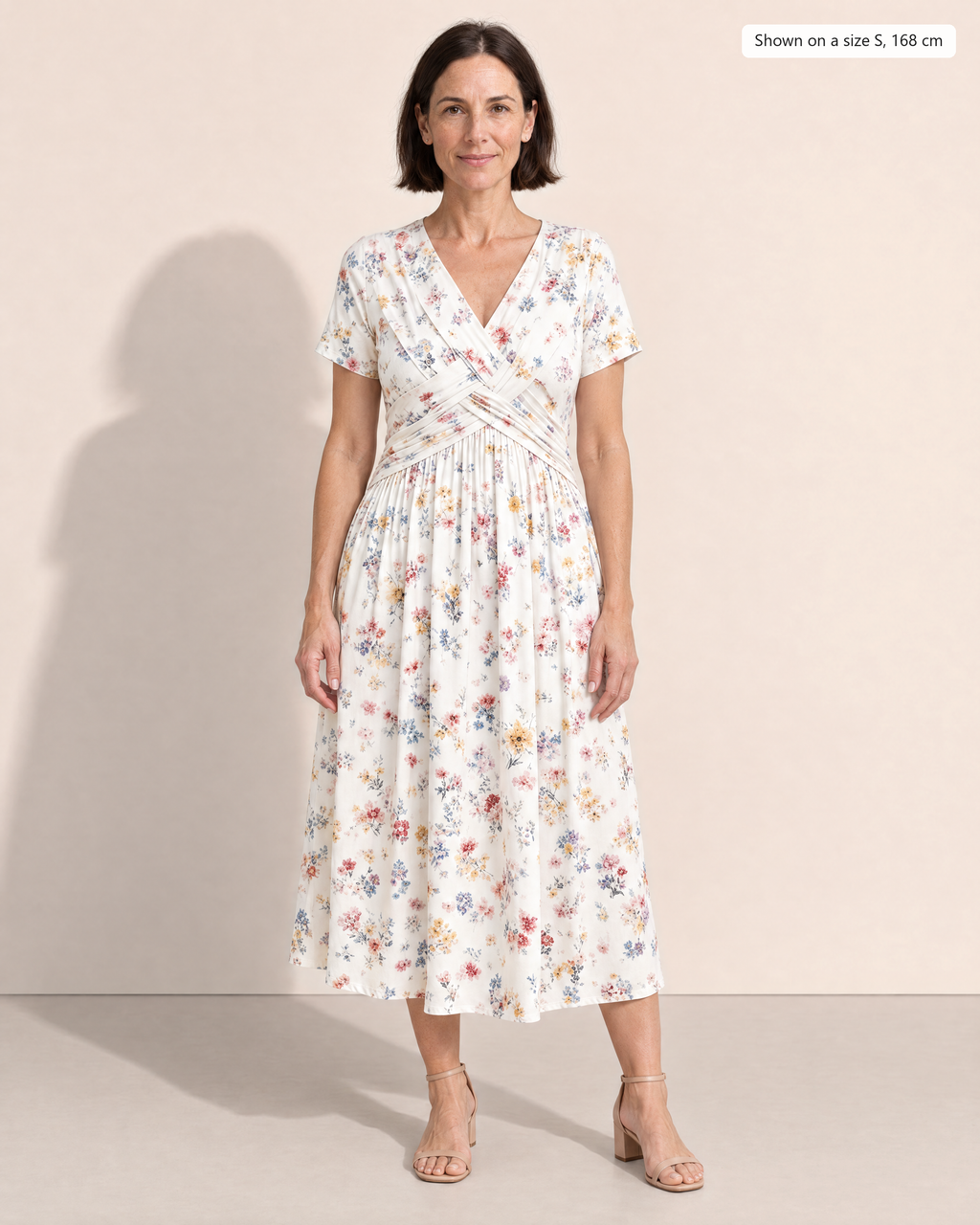 Estelle Elegant Floral Midi Dress - Adeline studio, shown on a size S, 168 cm