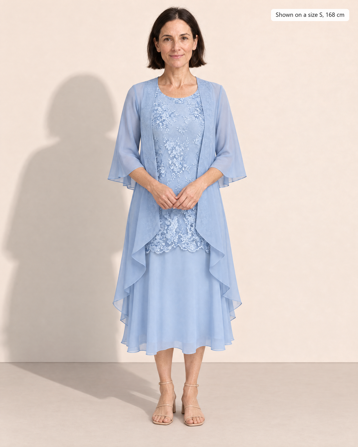 Maya Elegant Chiffon Two-Piece Dress - Adeline studio, shown on a size S, 168 cm