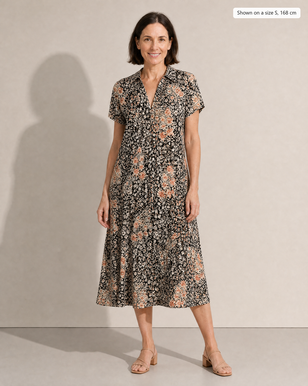 Thalia Lightweight Floral Midi Dress - Adeline studio, shown on a size S, 168 cm
