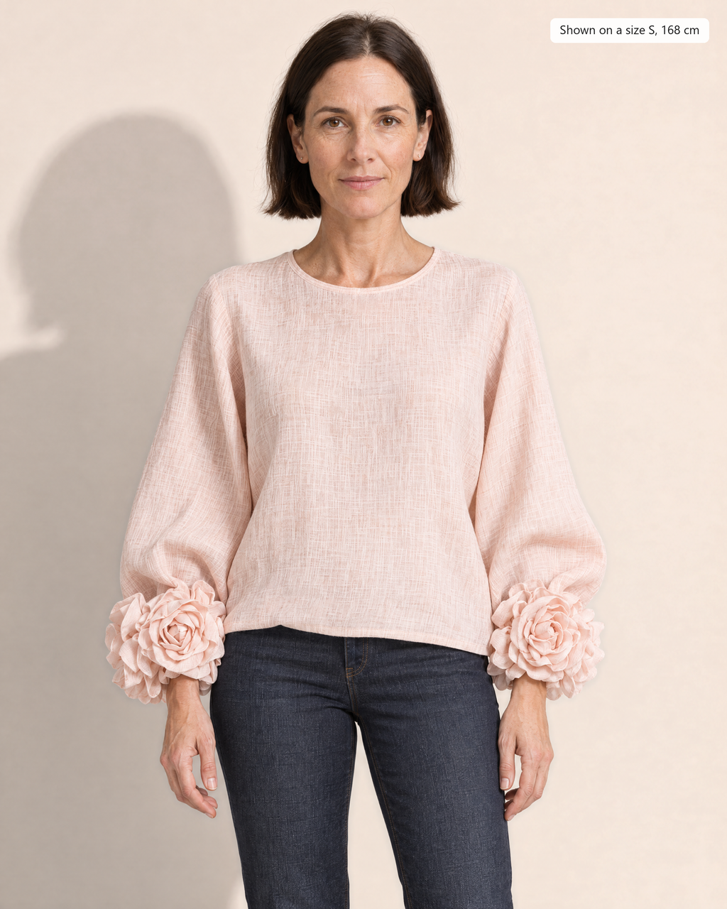 Kaia Elegant Linen-Blend Blouse - Adeline studio, shown on a size S, 168 cm