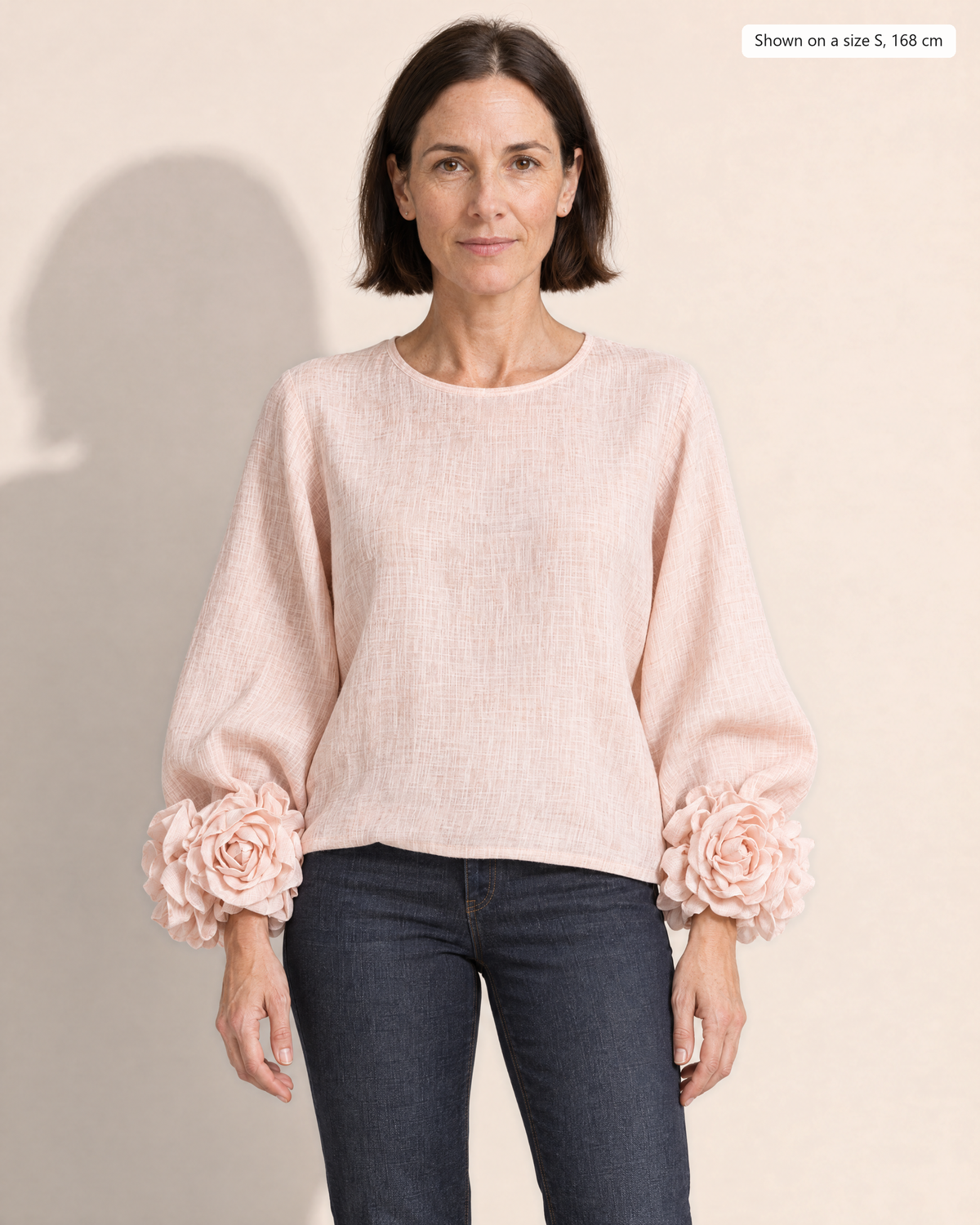 Kaia Elegant Linen-Blend Blouse - Adeline studio, shown on a size S, 168 cm