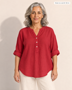 Elodie Relaxed Cotton-Linen Blouse - Adeline studio, shown on a size M, 160 cm