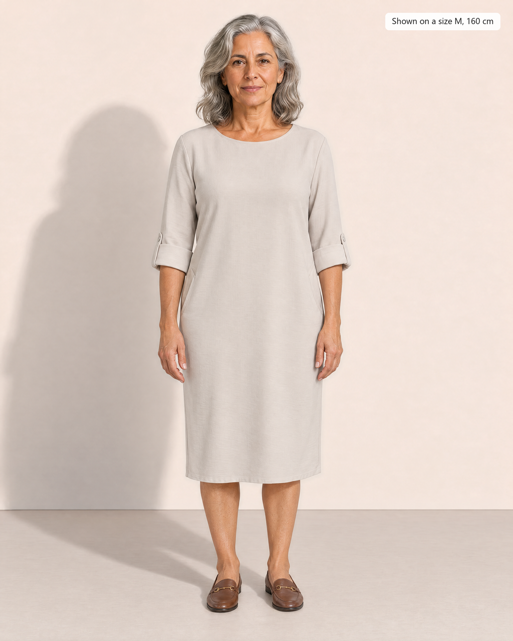 Linnea Effortless Midi Dress - Adeline studio, shown on a size M, 160 cm