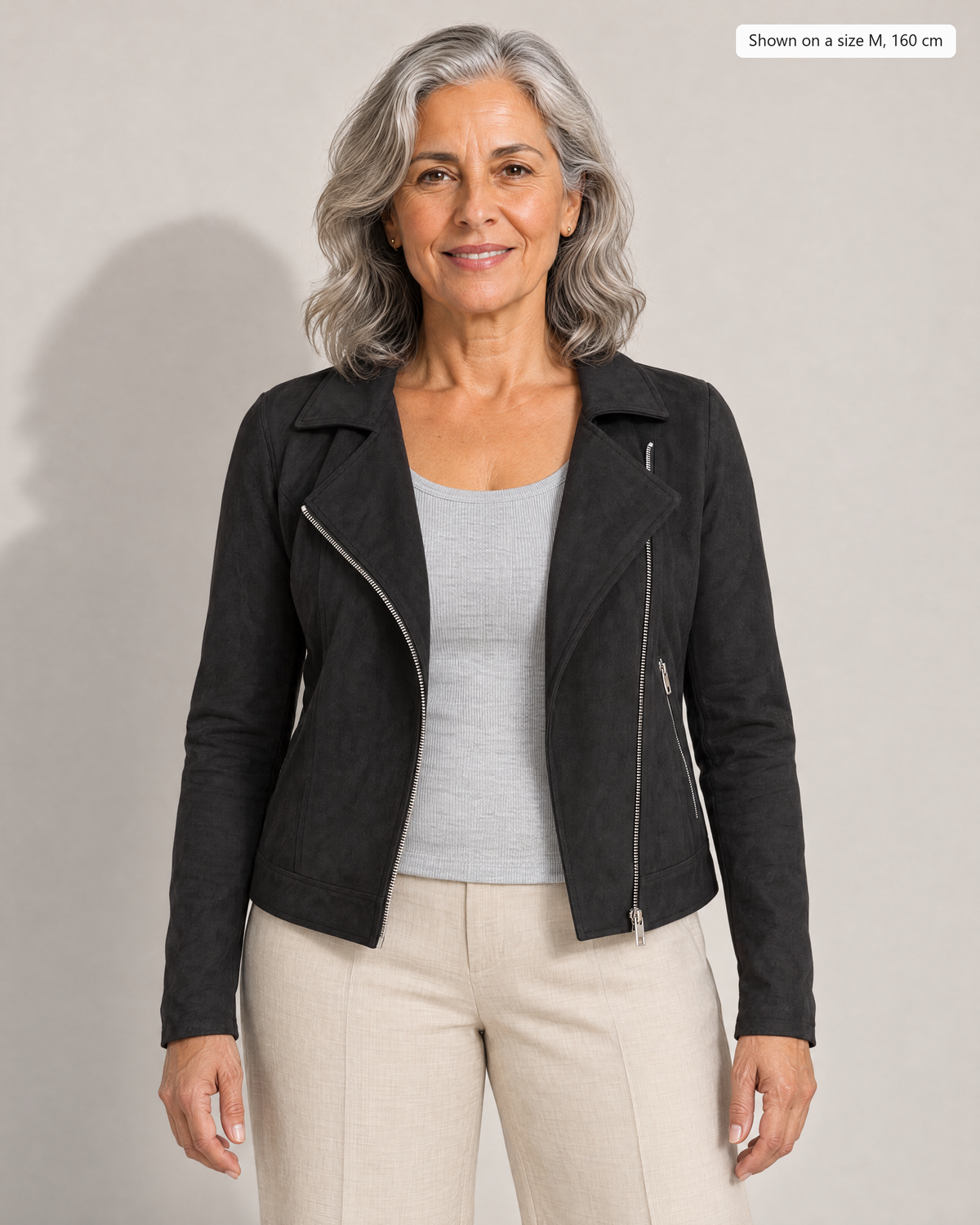 Paloma Soft Suede-Look Jacket - Adeline studio, shown on a size M, 160 cm