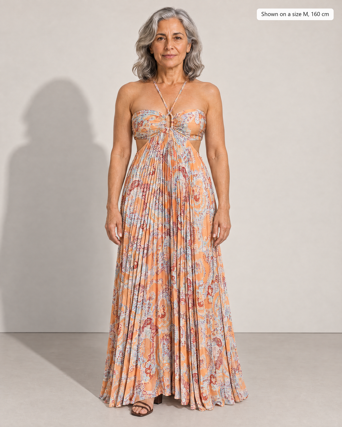 Adelaide Halter Neck Maxi Dress - Adeline studio, shown on a size M, 160 cm