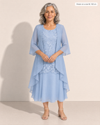Maya Elegant Chiffon Two-Piece Dress - Adeline studio, shown on a size M, 160 cm