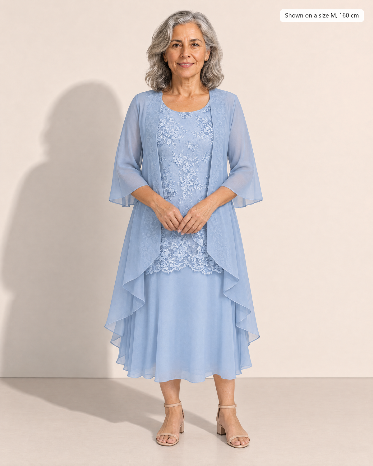 Maya Elegant Chiffon Two-Piece Dress - Adeline studio, shown on a size M, 160 cm
