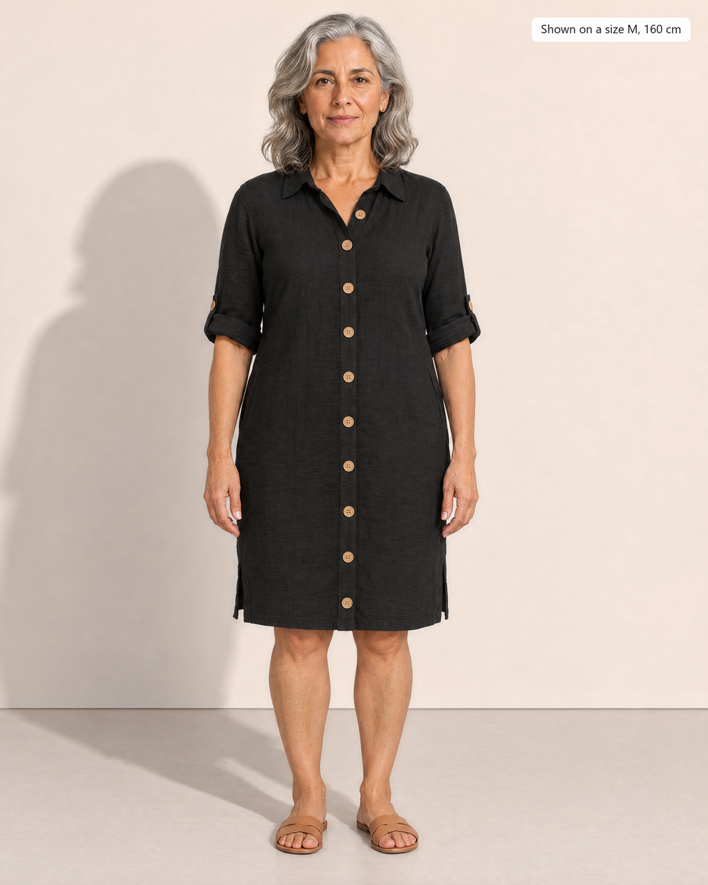 Leilani Relaxed Button-Front Summer Dress - Adeline studio, shown on a size M, 160 cm