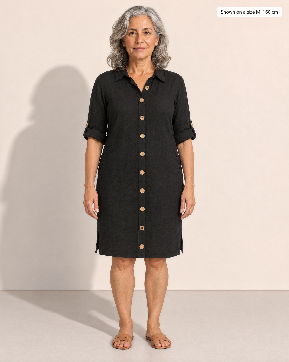 Leilani Relaxed Button-Front Summer Dress - Adeline studio, shown on a size M, 160 cm