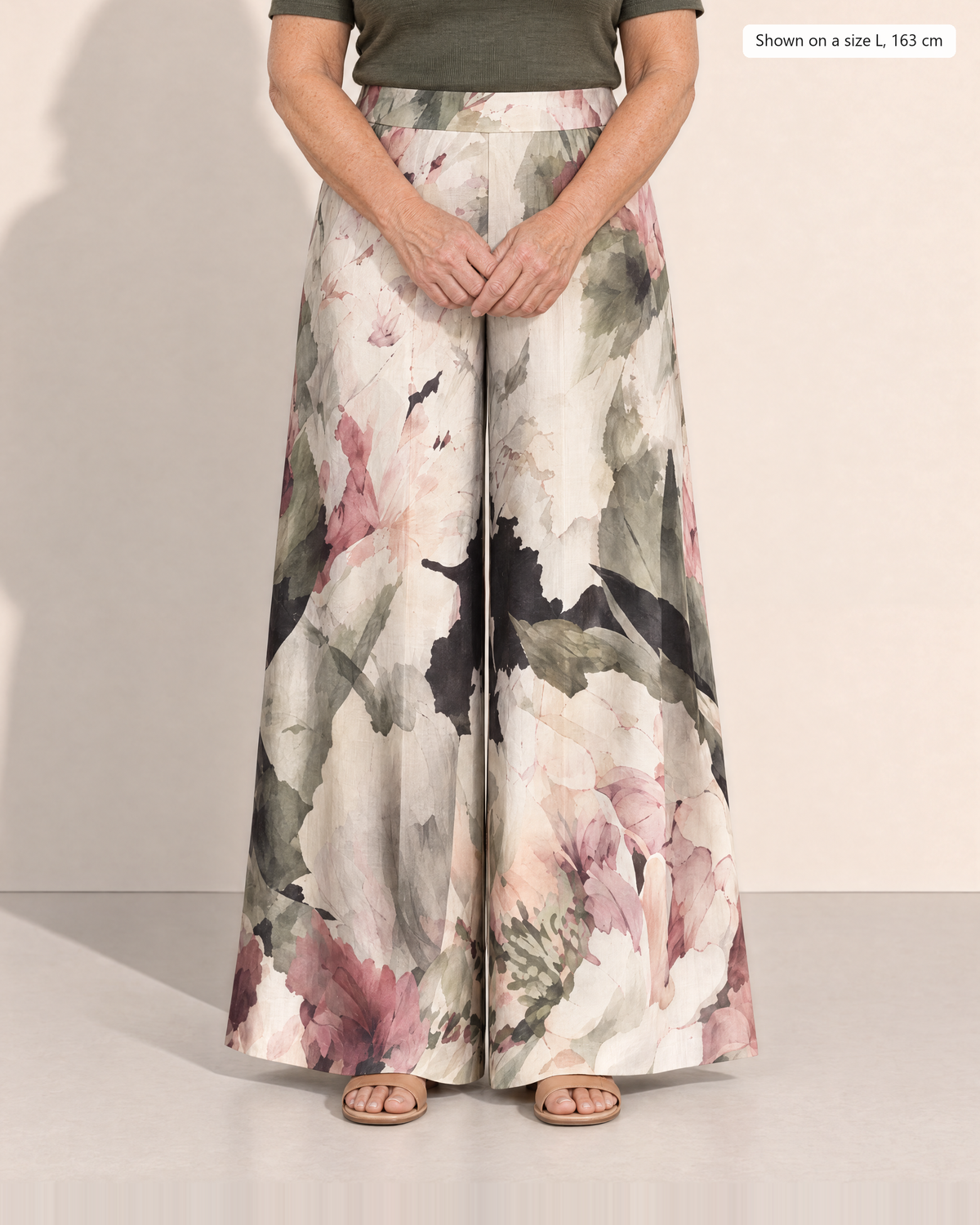 Adelina Elegant Wide-Leg Trousers - Adeline studio, shown on a size L, 163 cm