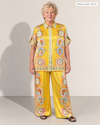 Penelope Paisley Satin Shirt and Pants Set - Adeline studio, shown on a size L, 163 cm