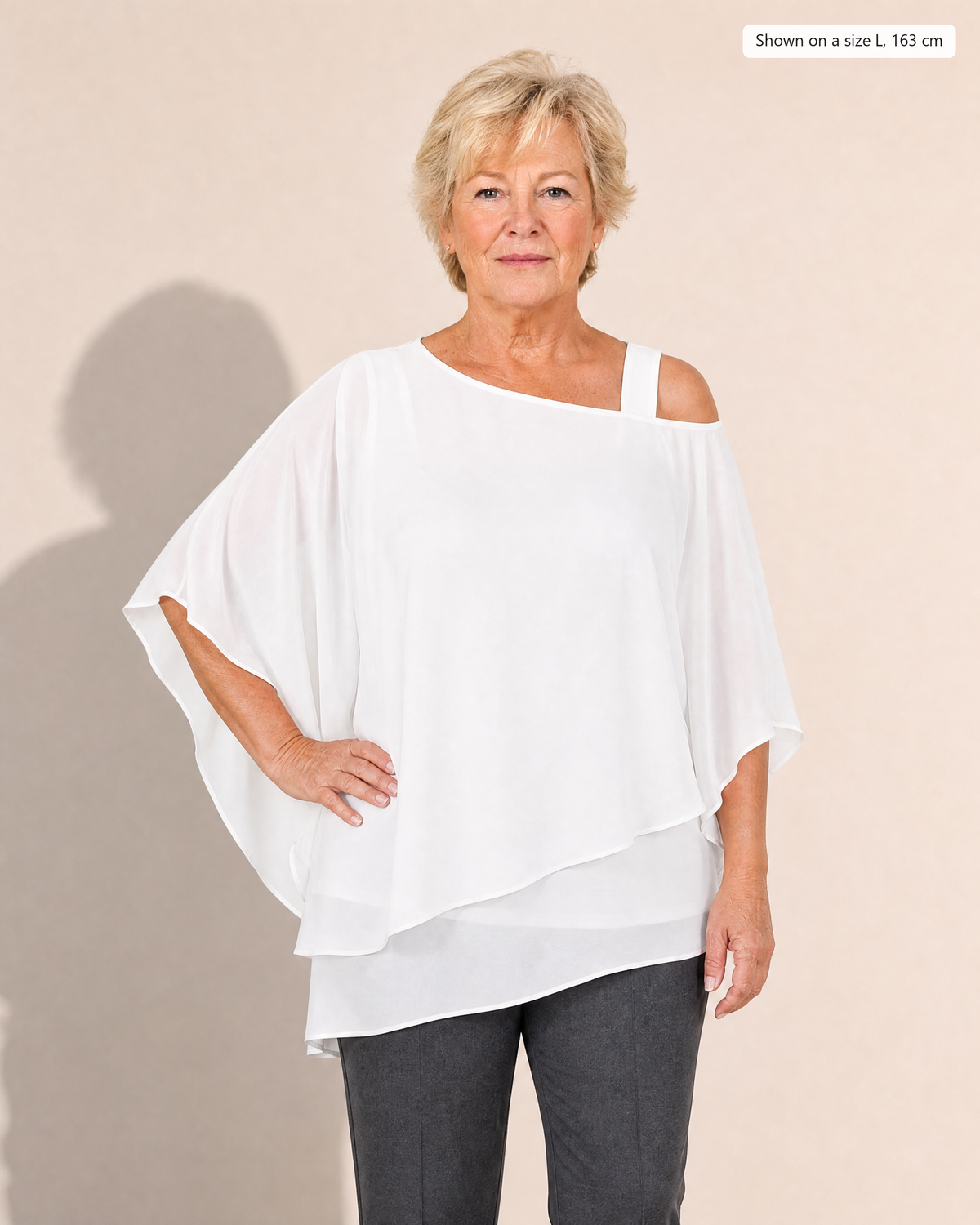 Anya Effortless Flowy Blouse - Adeline studio, shown on a size L, 163 cm