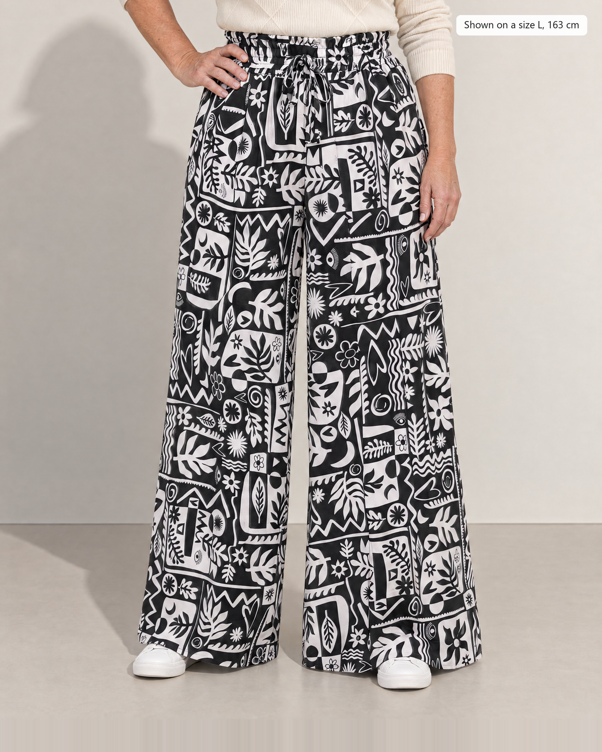 Astrid High-Waisted Wide Leg Trousers - Adeline studio, shown on a size L, 163 cm