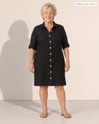 Leilani Relaxed Button-Front Summer Dress - Adeline studio, shown on a size L, 163 cm