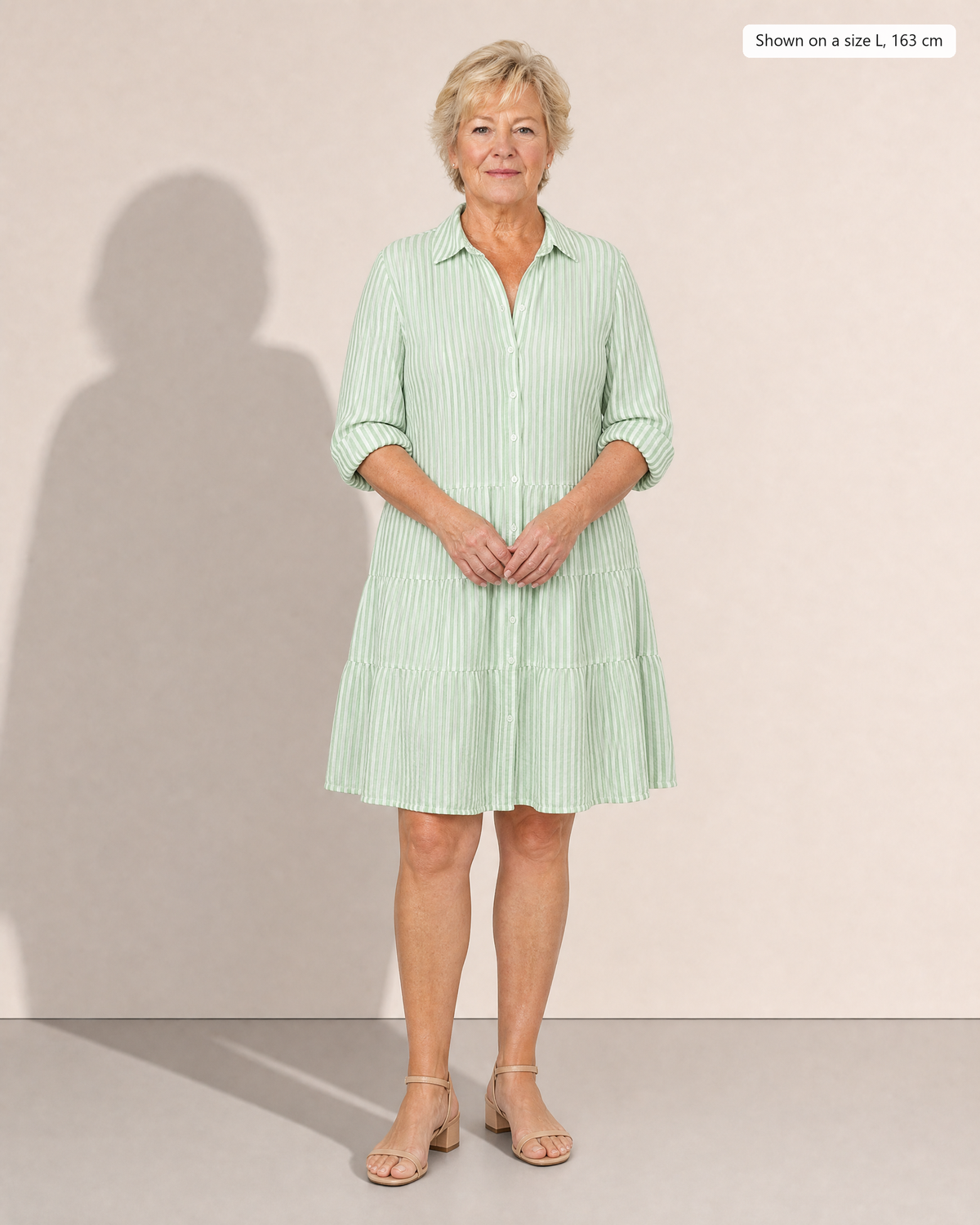 Pearl Breezy Striped Dress - Adeline studio, shown on a size L, 163 cm