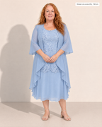 Maya Elegant Chiffon Two-Piece Dress - Adeline studio, shown on a size 2XL, 158 cm