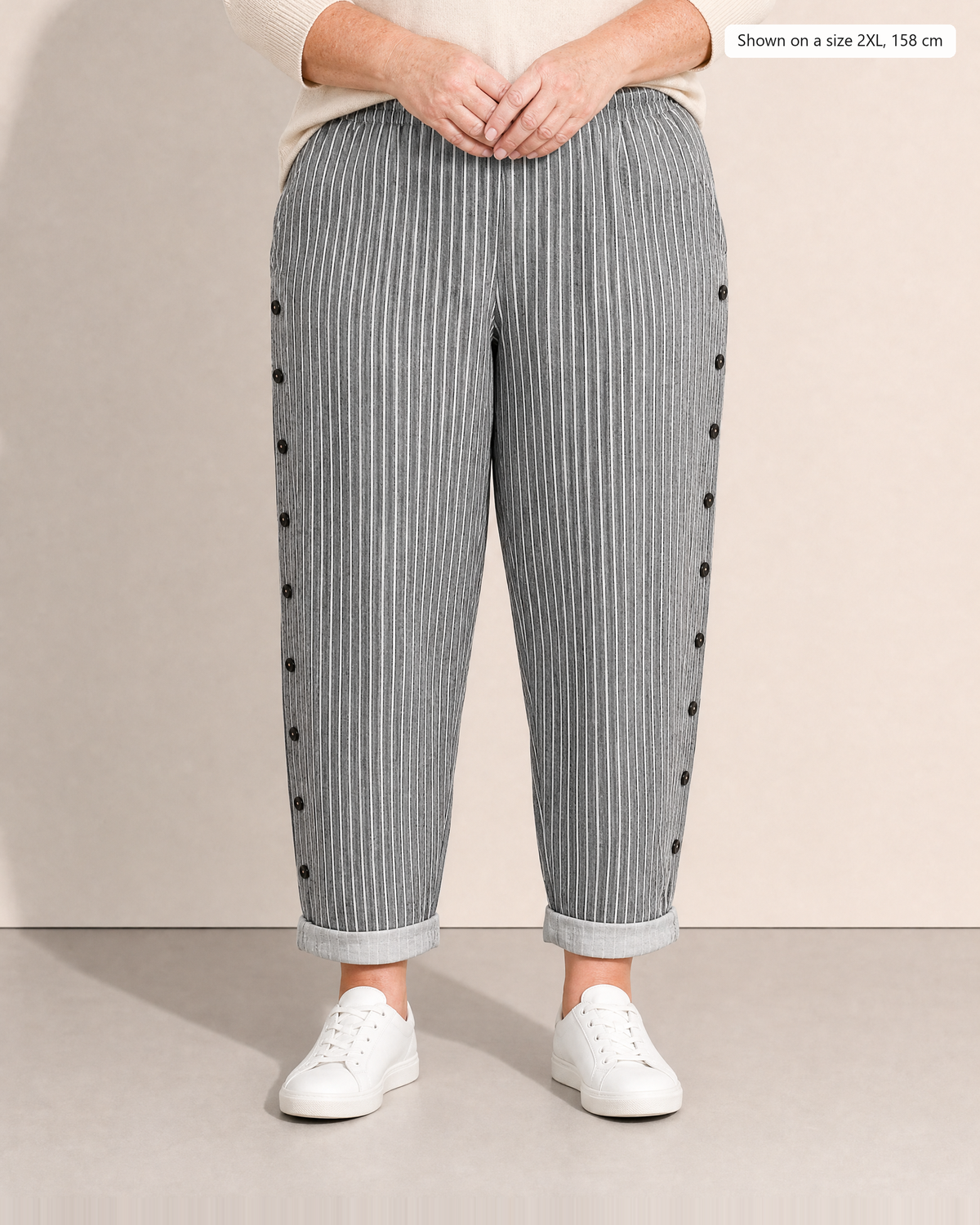 Leona Lightweight Casual Trousers - Adeline studio, shown on a size 2XL, 158 cm