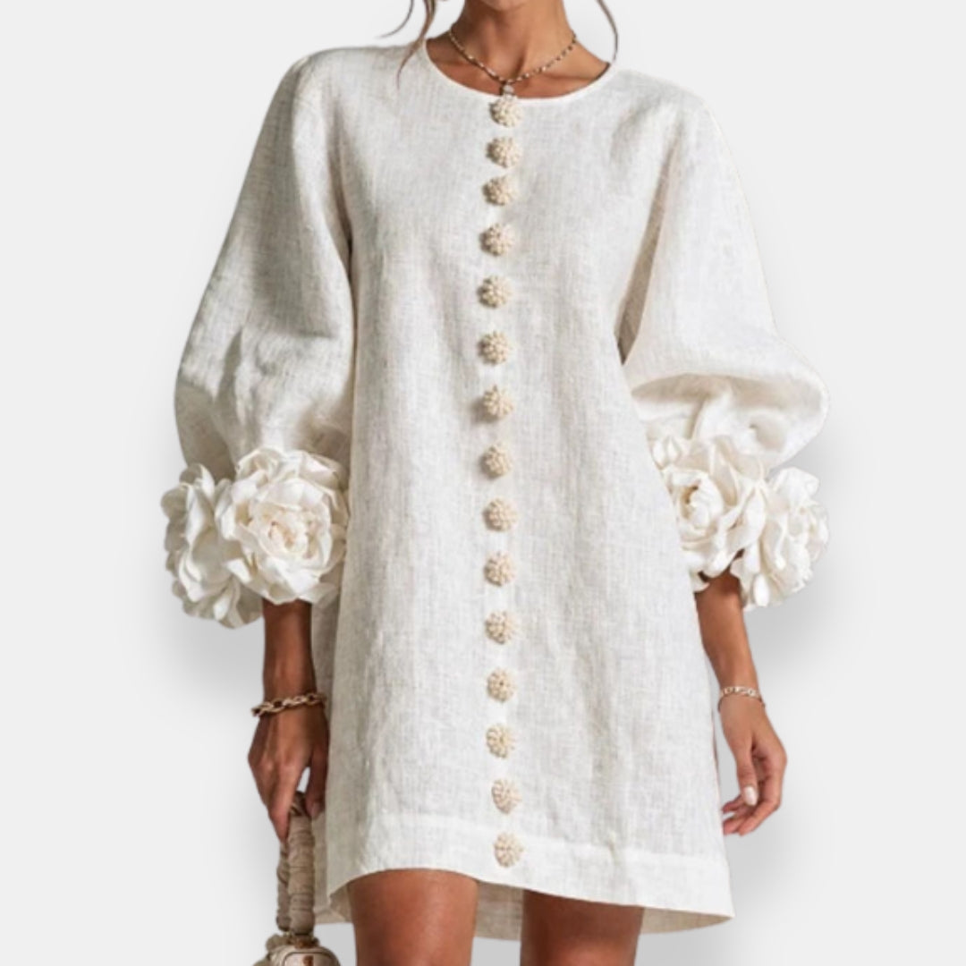 Rowena - Elegant Embossed Floral Dress product image