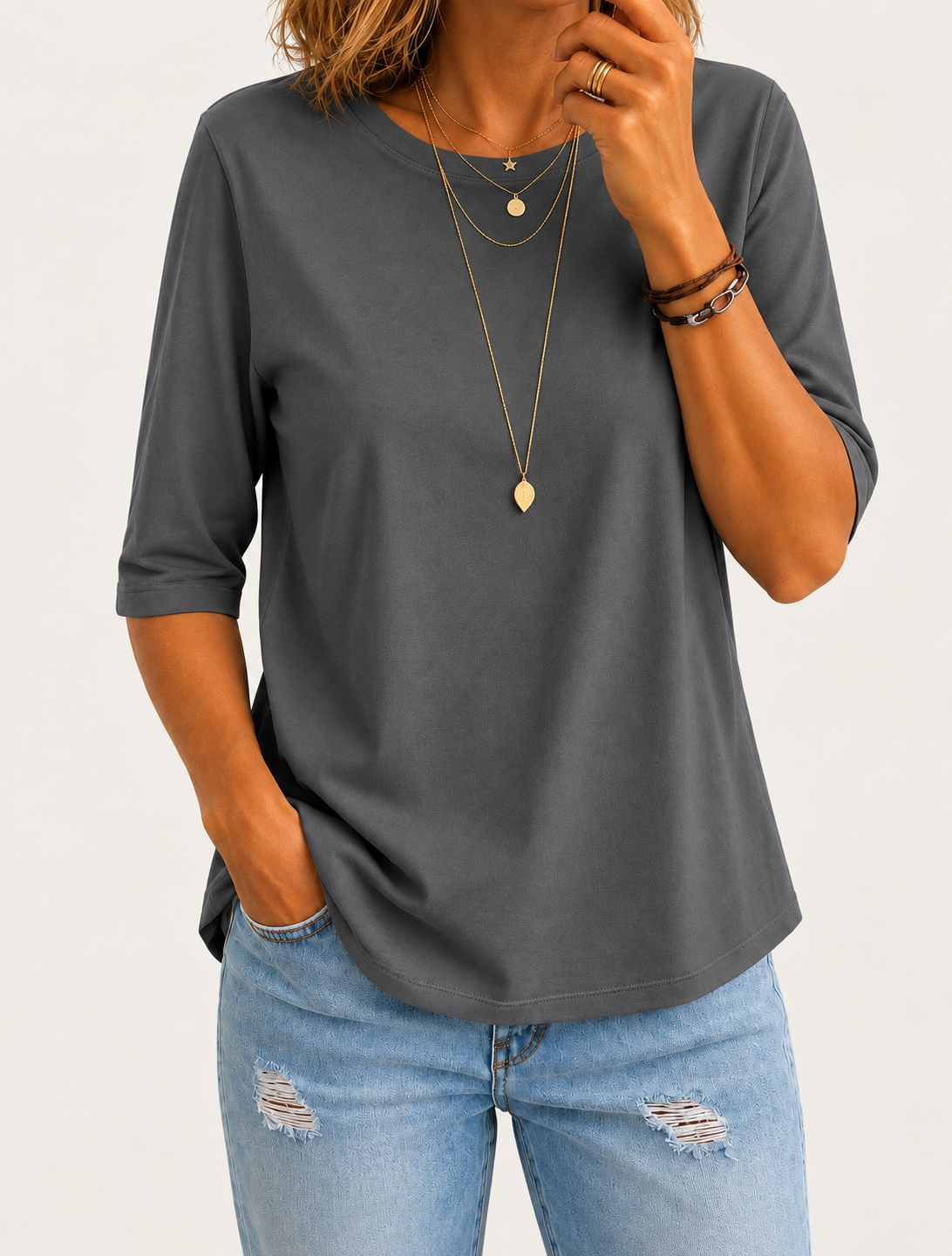 Luna - Relaxed Half-Sleeve T-shirt Top product image