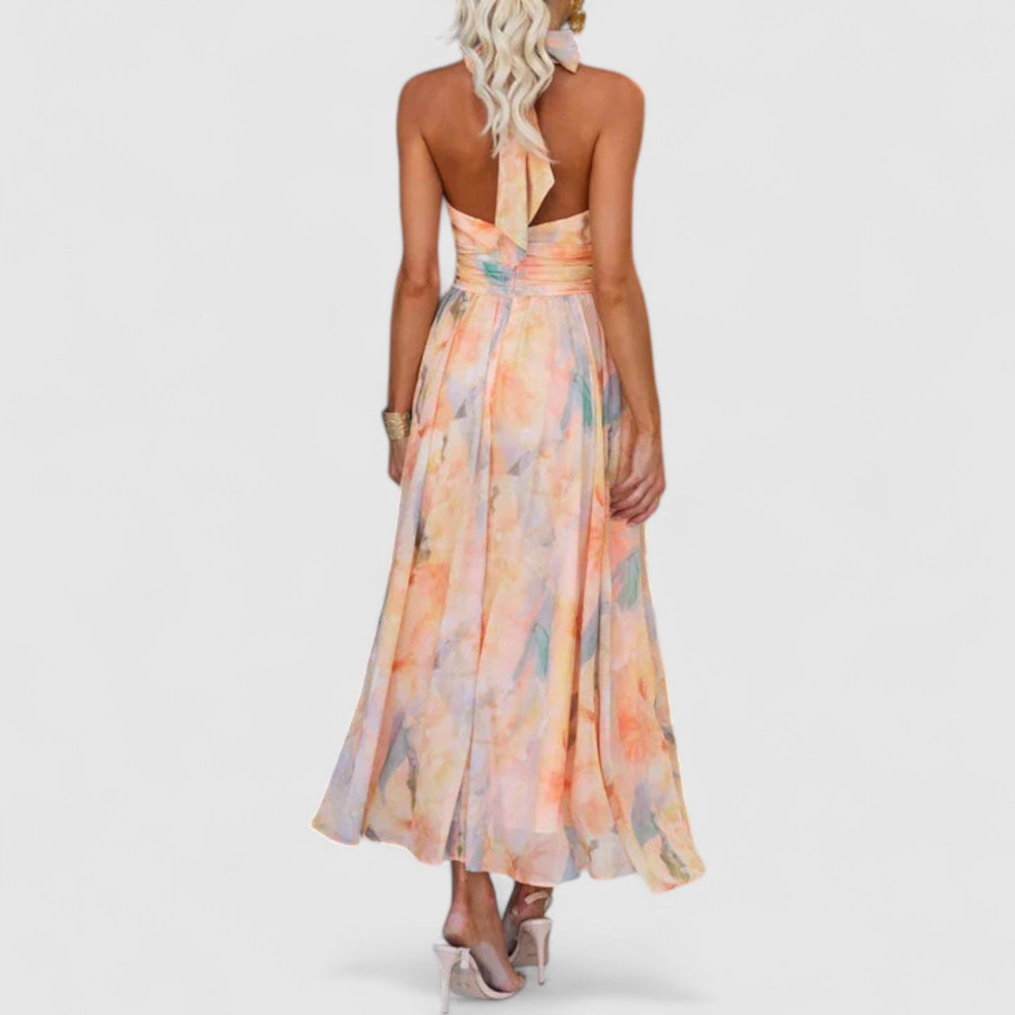 Freja Watercolour Halter Dress