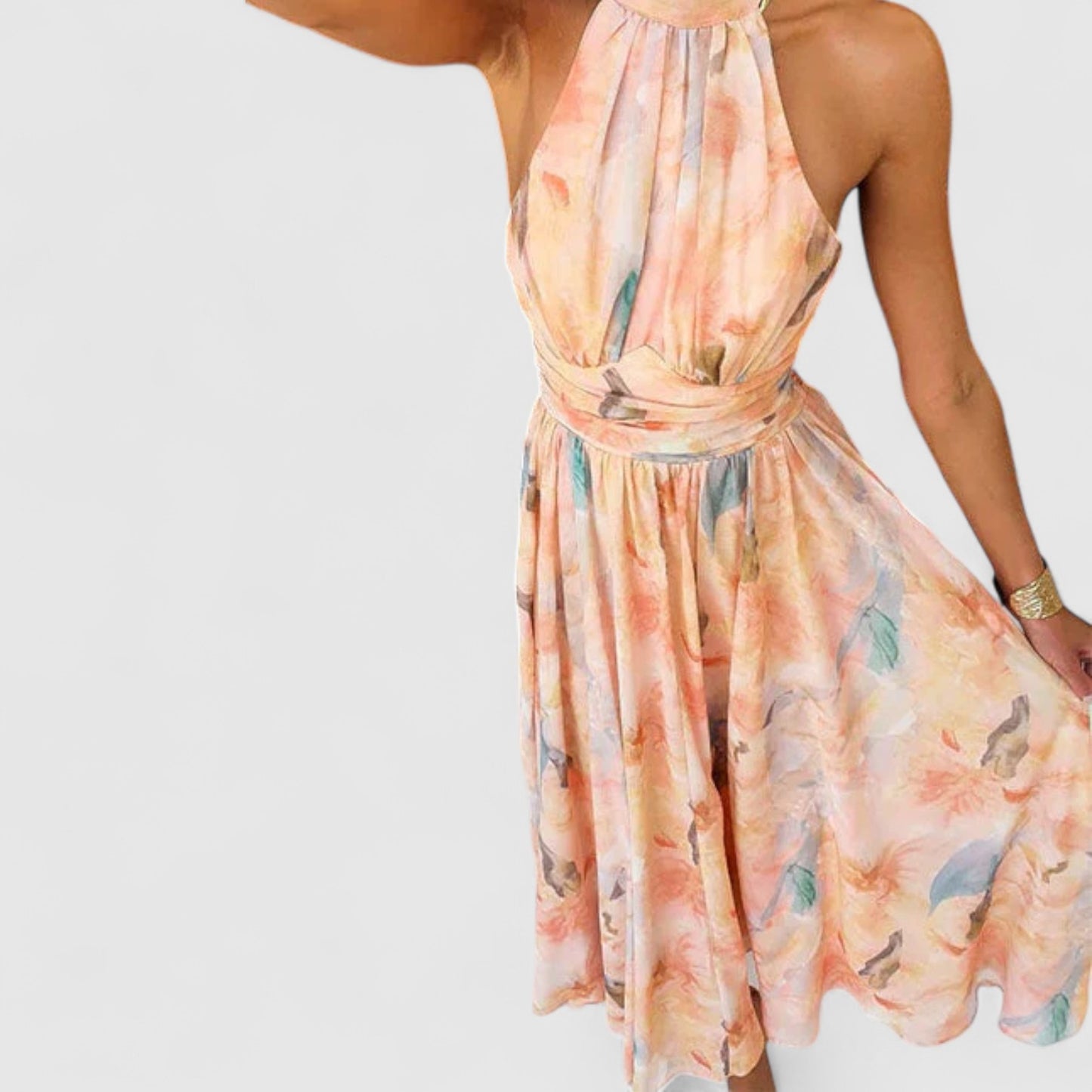 Freja Watercolour Halter Dress