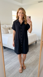 Kelsey Button Up Pocket Mini Shirt Dress