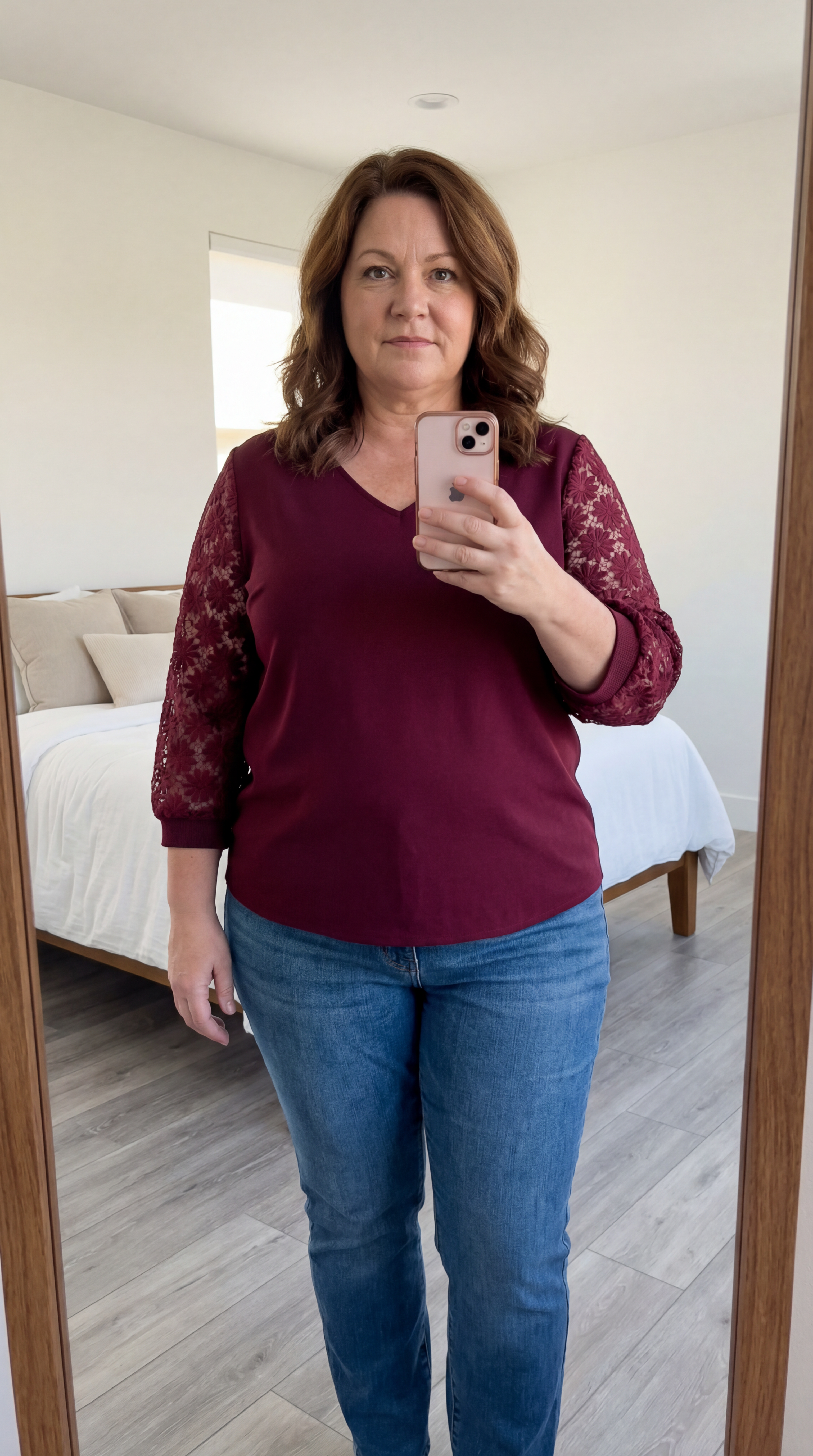 Linnea Lace Sleeve V-Neck Blouse