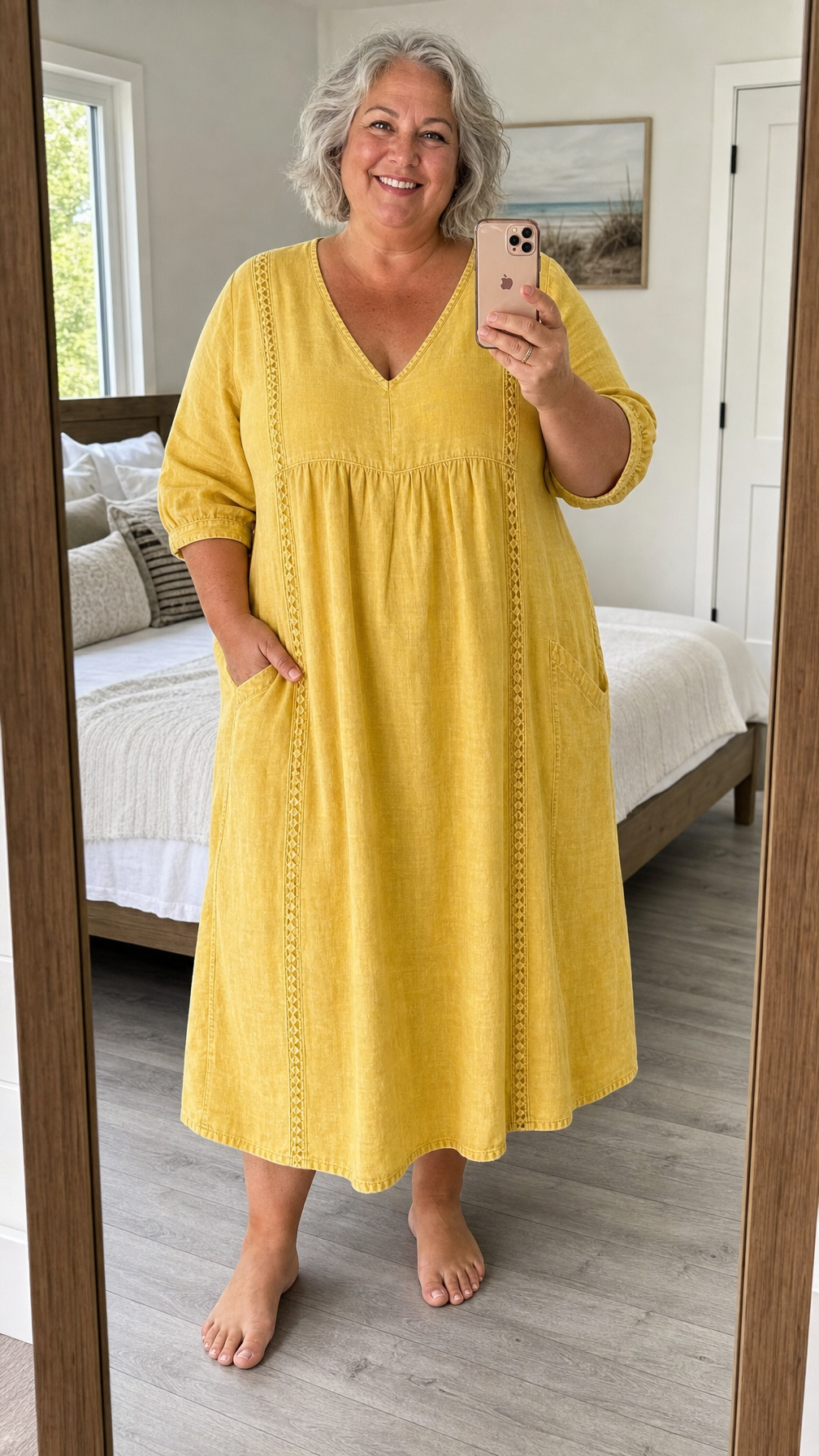 Antonia 3/4 Sleeve A Line Maxi Dress