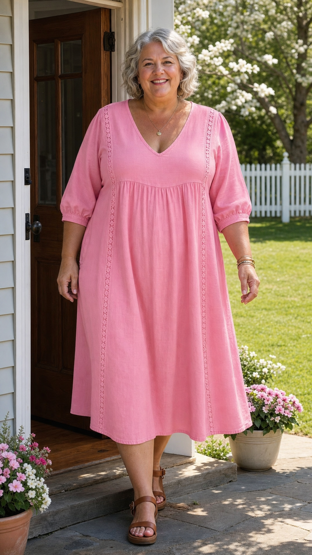 Antonia 3/4 Sleeve A Line Maxi Dress