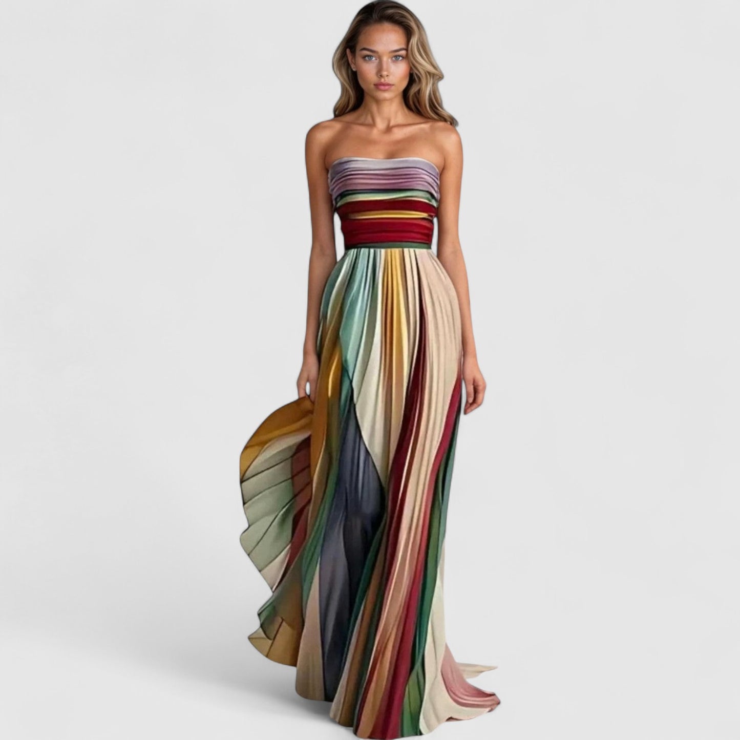 Vera Rainbow Strapless Dress