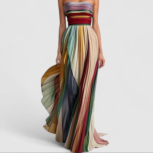 Vera Rainbow Strapless Dress
