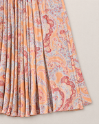 Adelaide Halter Neck Maxi Dress - detail of the fabric and side edge, Orange Paisley