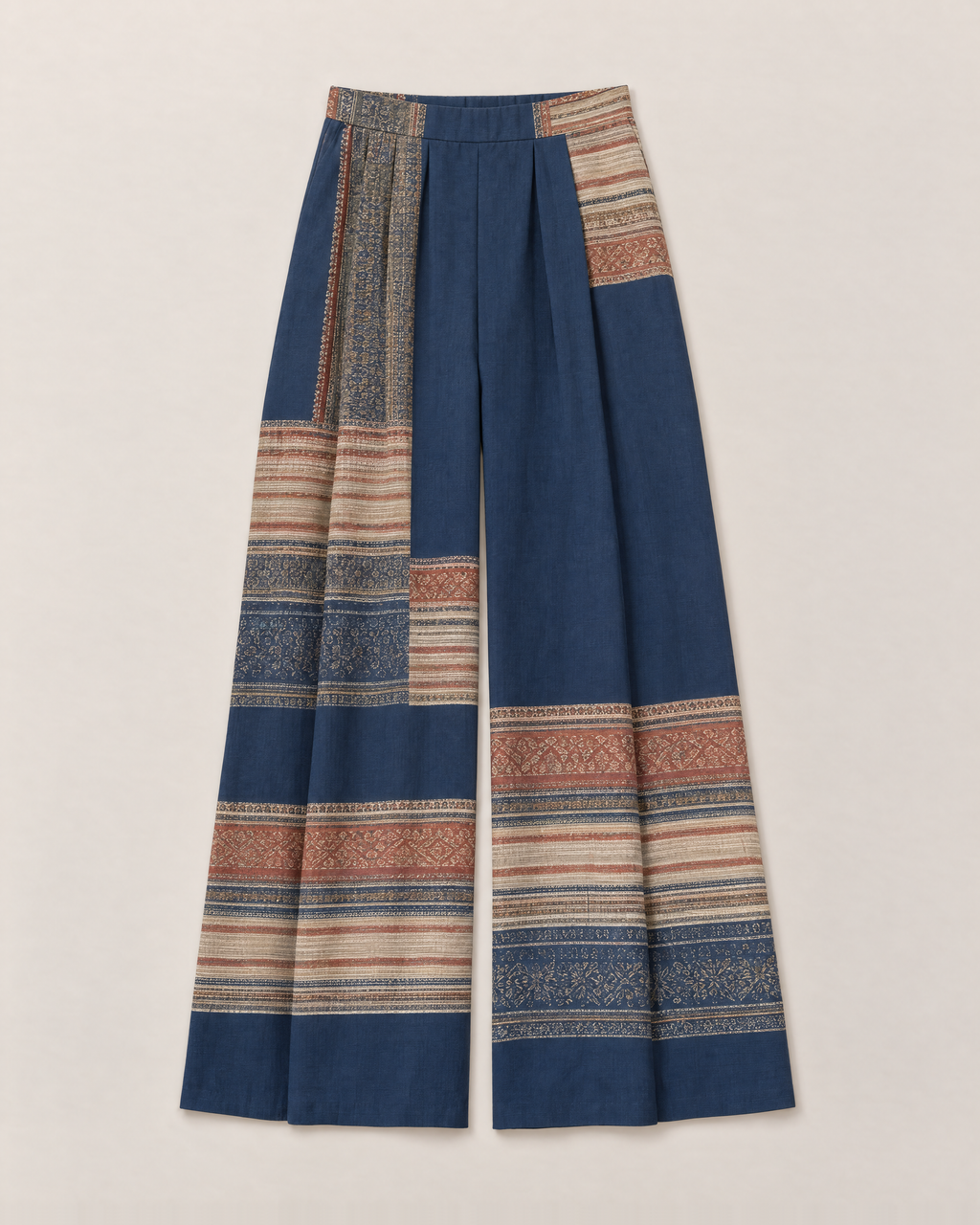 Adelina Elegant Wide-Leg Trousers - Navy flat lay
