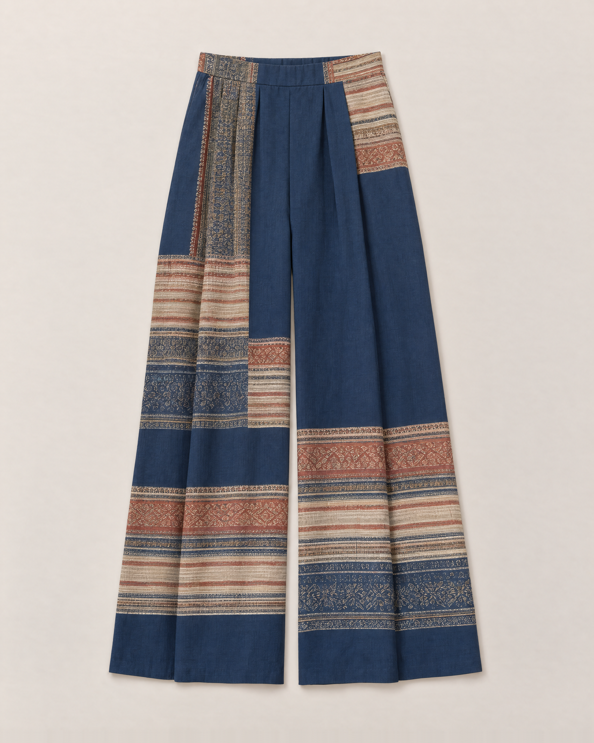 Adelina Elegant Wide-Leg Trousers - Navy flat lay